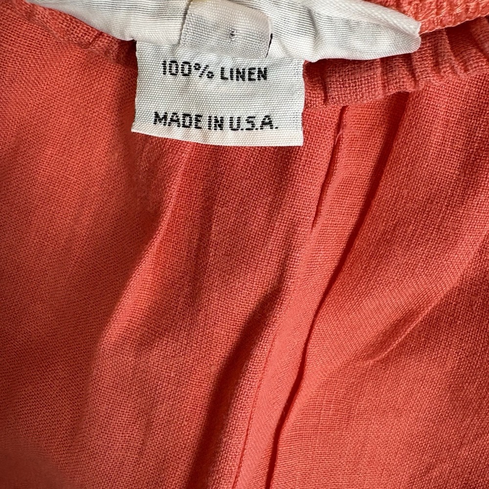 Bryn Walker XL Casbah Pants 100% Linen Cropped Wide Leg Pockets Grapefruit - Picture 5 of 7